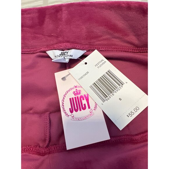 Juicy by Juicy Couture Mid Rise Straight Track Pant-Juniors, Small, Fuchsia, NEW - Picture 6 of 8